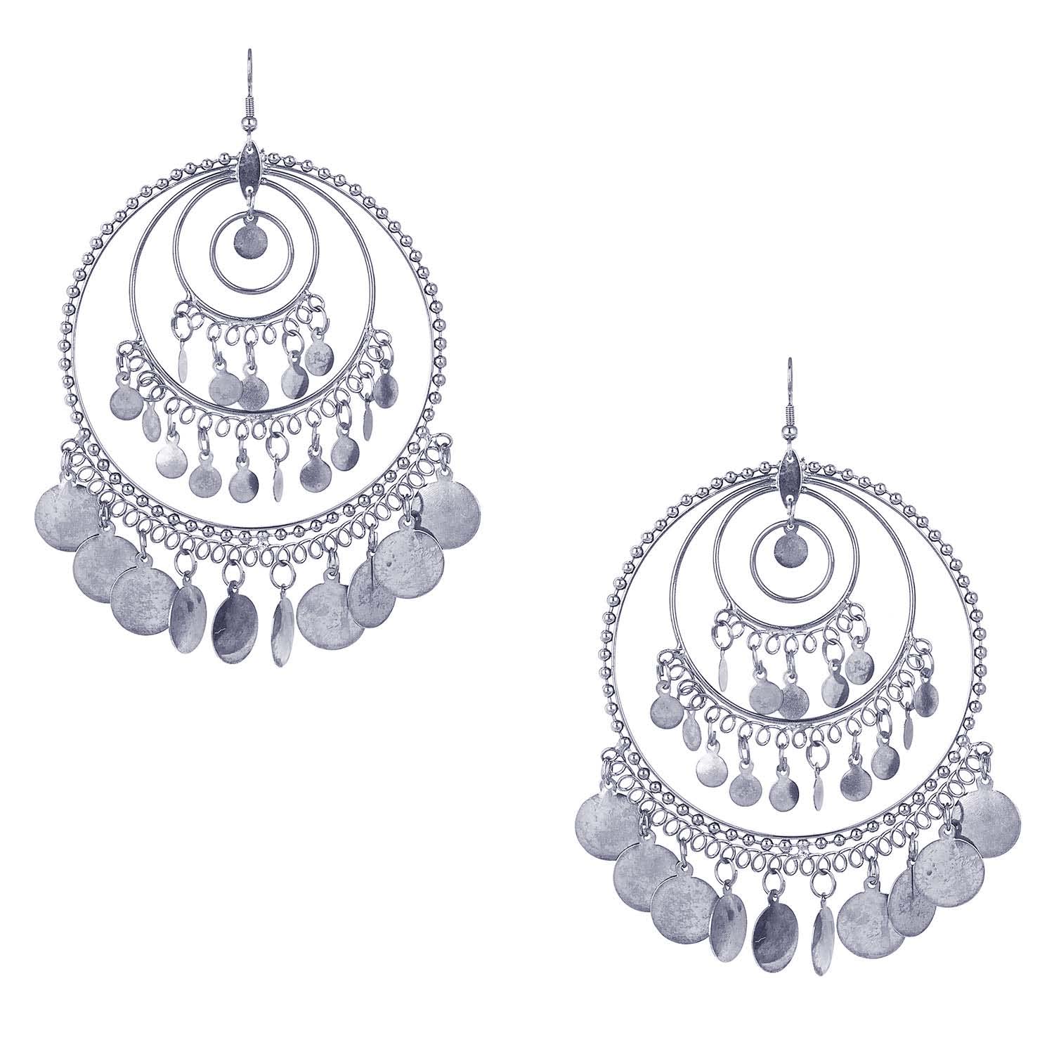 Morning Star Oxidised Silver AfghaniTrending Style Earrings for Girls and Woman