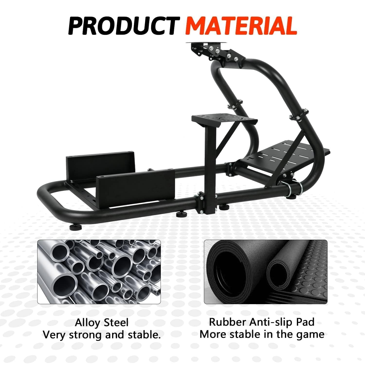Gazzyt Racing Simulator Cockpit 50mm Arm Round Tube Fit for Logitech/Thrustmaster/Fanatec G25 G27 G29 T248 T300 Adjustable Steering Wheel Stand without Wheel,Pedal,Shifter,handbrake race car seat