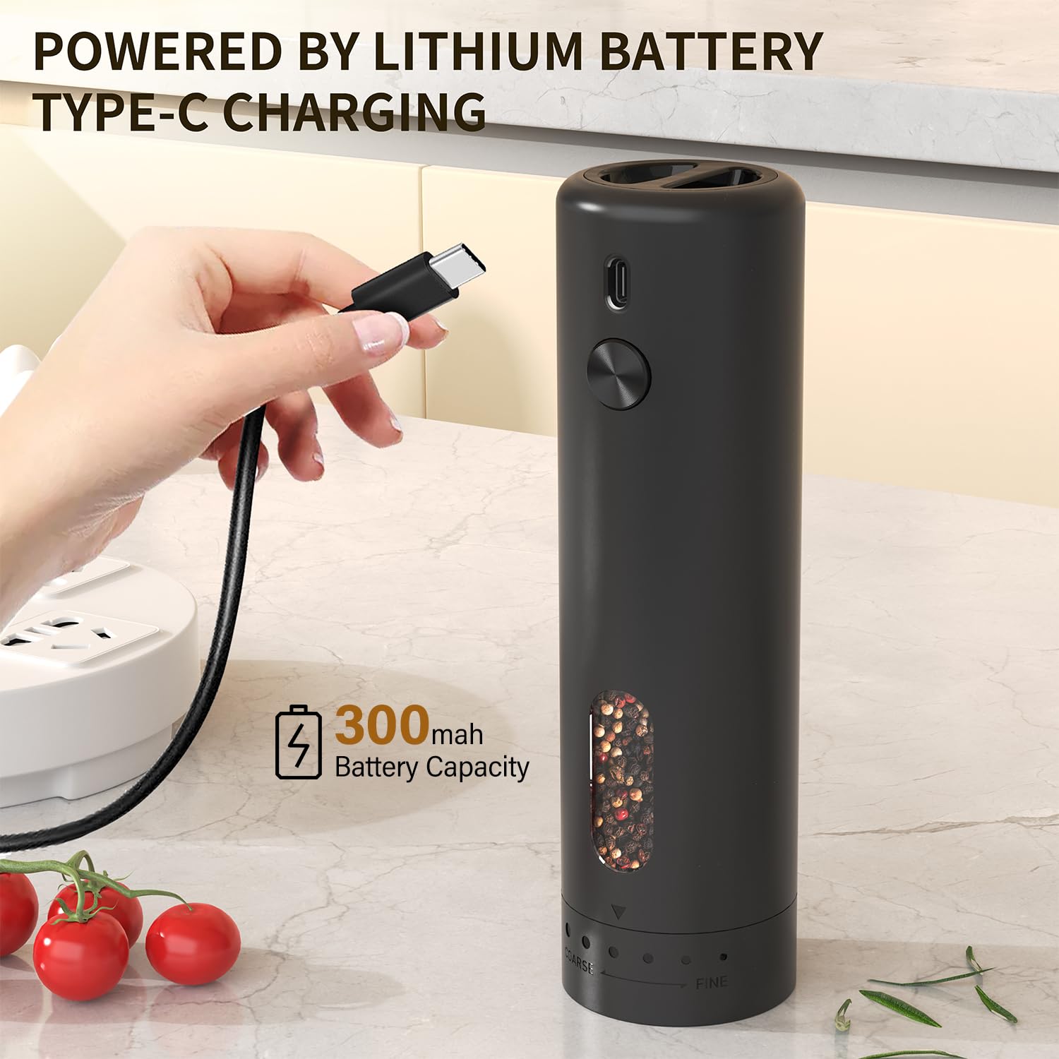Macina Sale e Pepe Elettrico Set, Macina Spezie e Sale Grosso Elettrico con Base, Macinapepe Grinder in Ceramica Rugosità Regolabile, Set Trita Spezie Automatici Ricaricabile USB per Cucina e Tavola