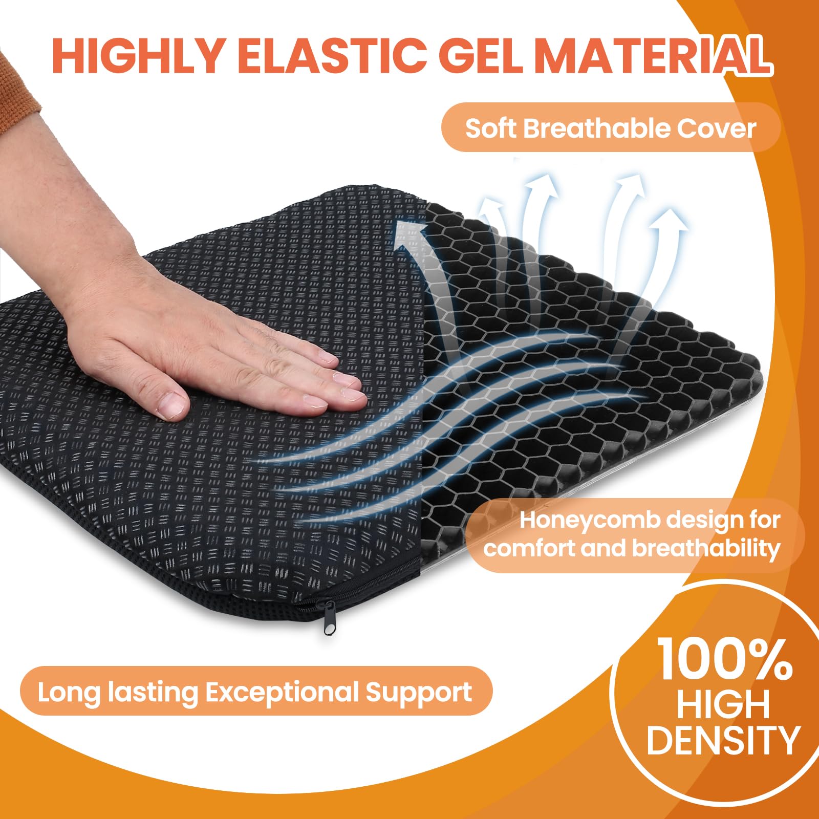 Miueade Cuscino sedia ufficio, Cuscino antidecubito, Cuscino gel a doppio strato con fodera lavabile, fresco e confortevole, allevia l'affaticamento dei glutei