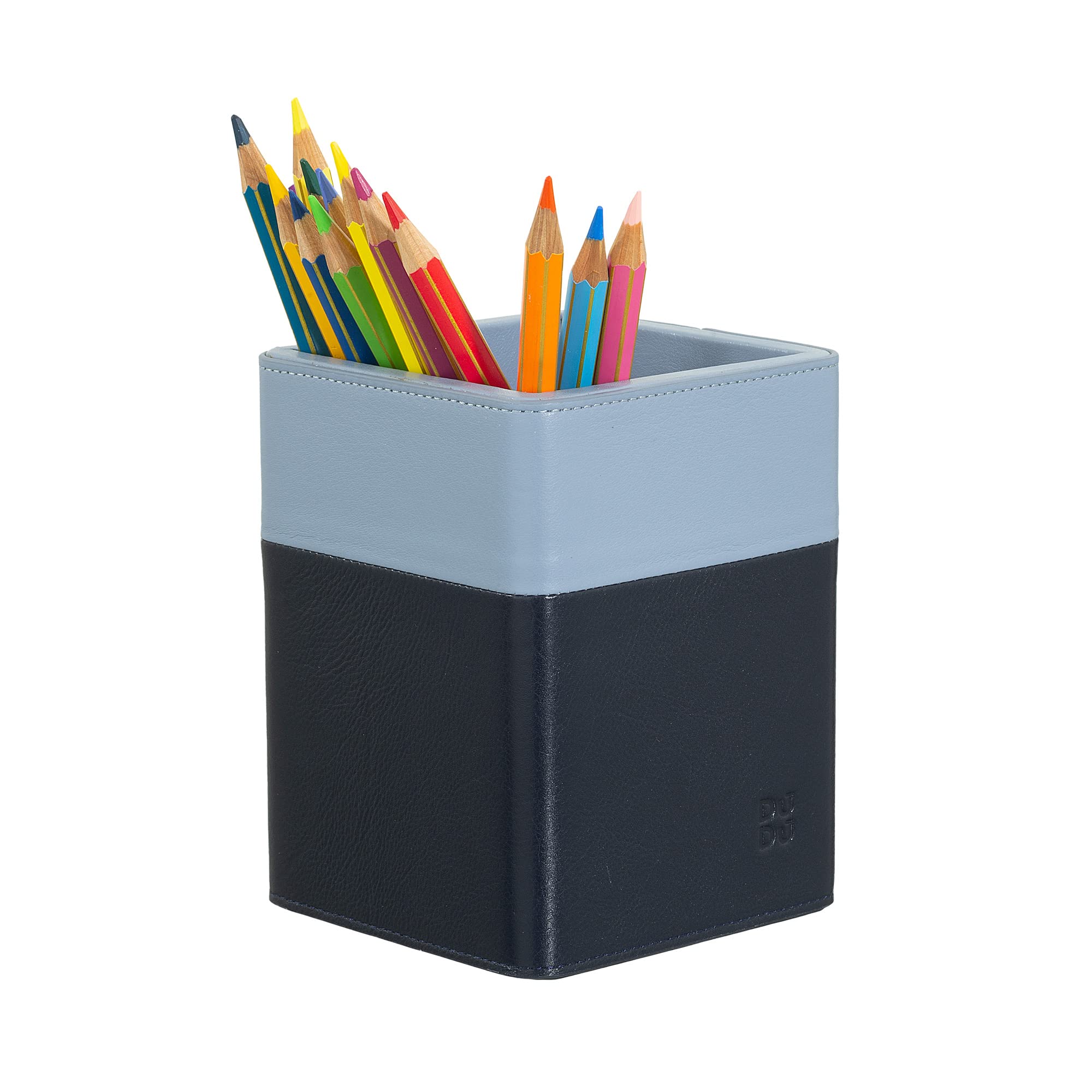 DUDU Portapenne da Scrivania in Pelle di Design, Porta Penne per Tavolo da Ufficio, Porta Matite Colorato Navy