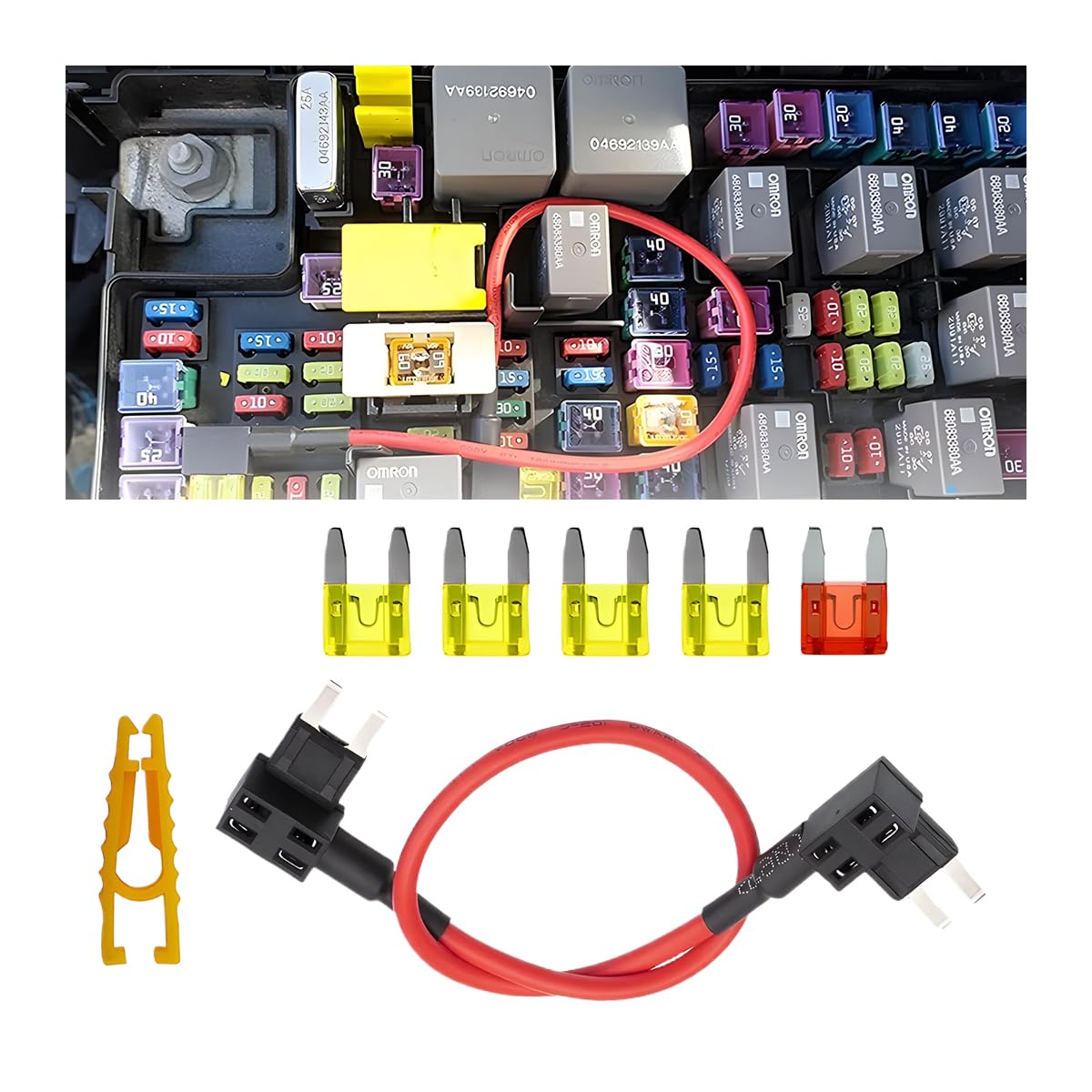 Car TIPM Bypass Cable, Repair Fuel Pump Relay Kit, Vehicle Fuel Pump Relay Wiring Set with 5Pcs Fuses Clip, Auto Fuse Holder Adapter Accessories Compatible with 1500 2500 3500-image-29