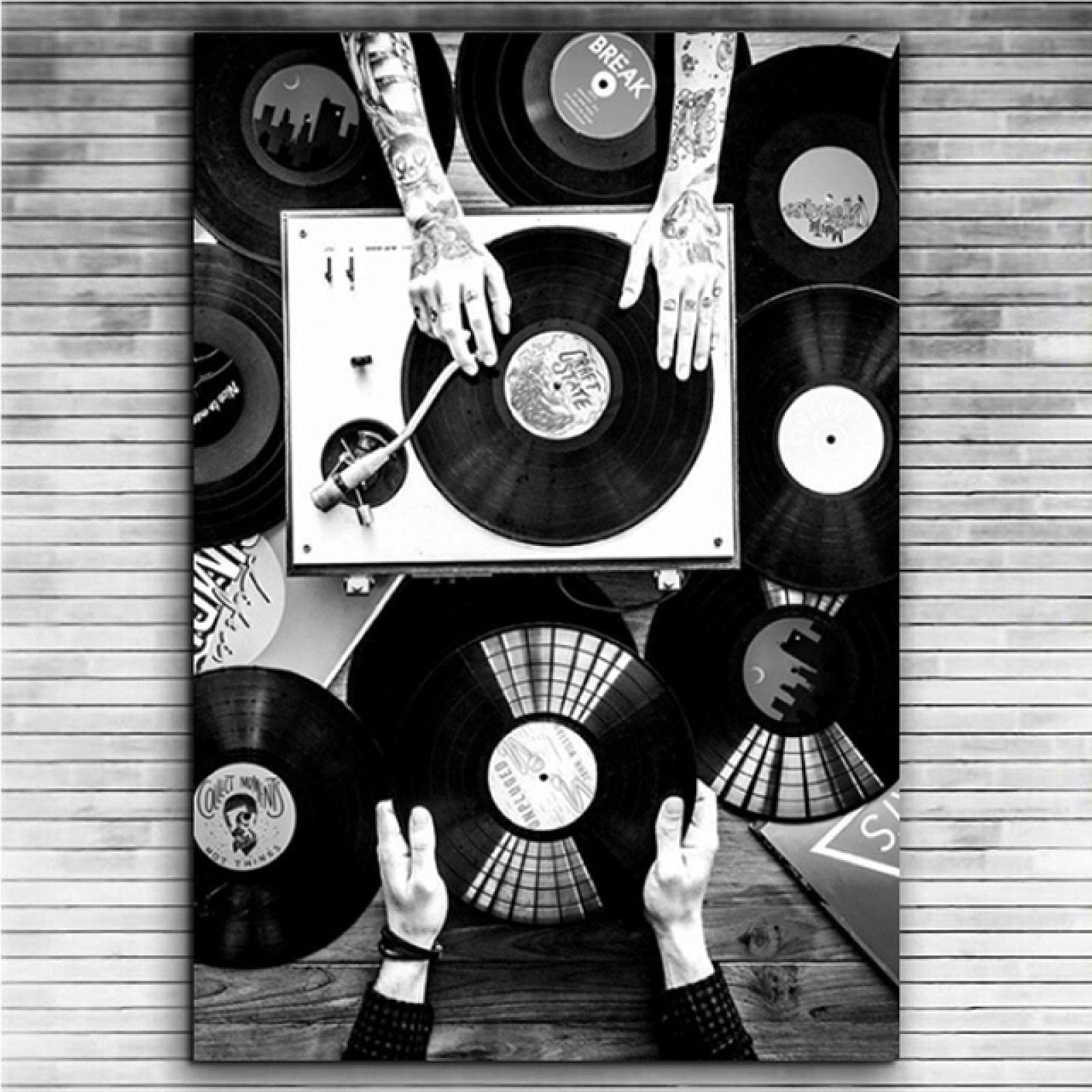 アート・デザイン・音楽 Eros & Photography (1977) Amazon｜黒と白のビニールレコード壁アートキャンバス絵画ヴィンテージ