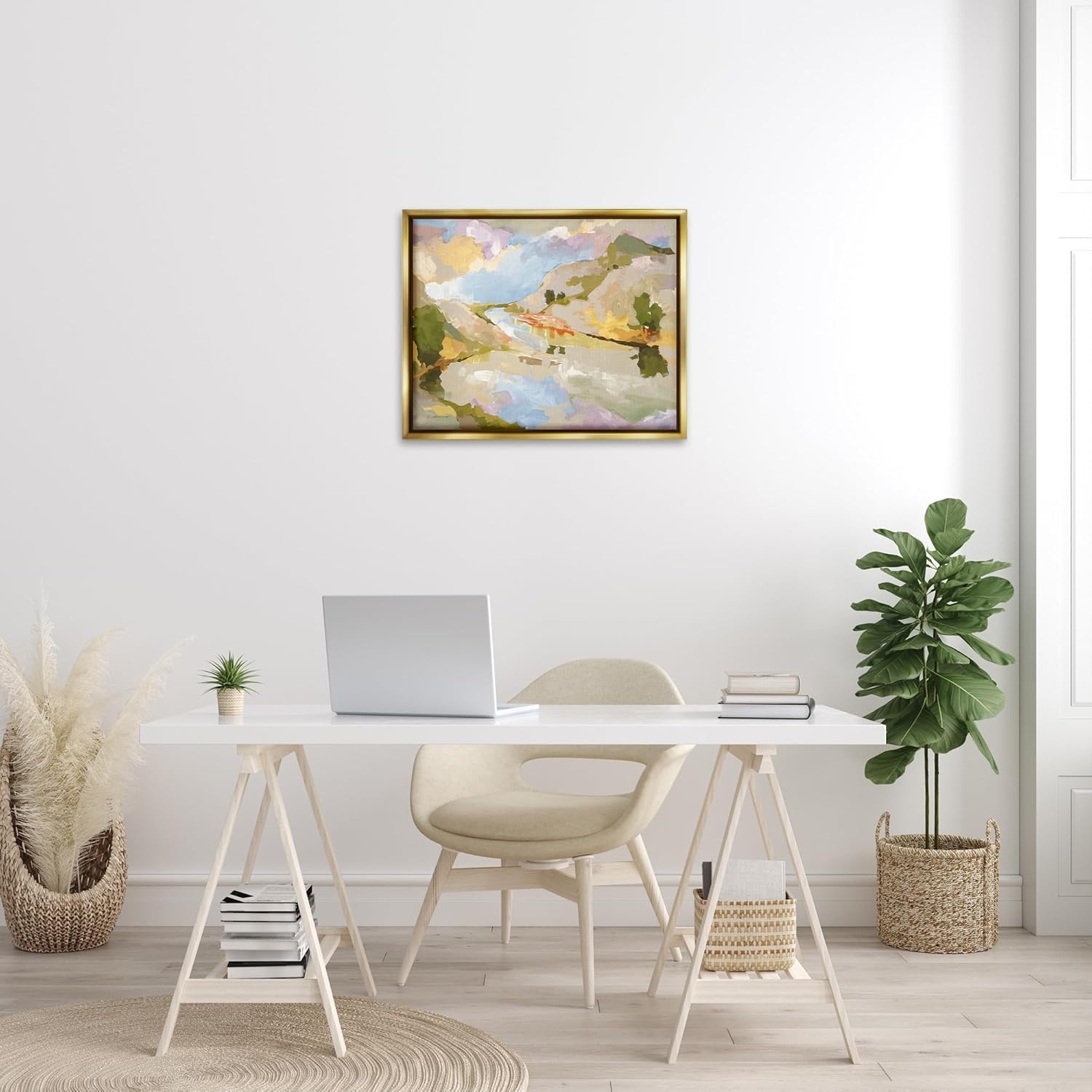 Stupell Industries Abstract Mountain Reflection Painting Floating Framed Wall Art, Design by Trevor Copenhaver