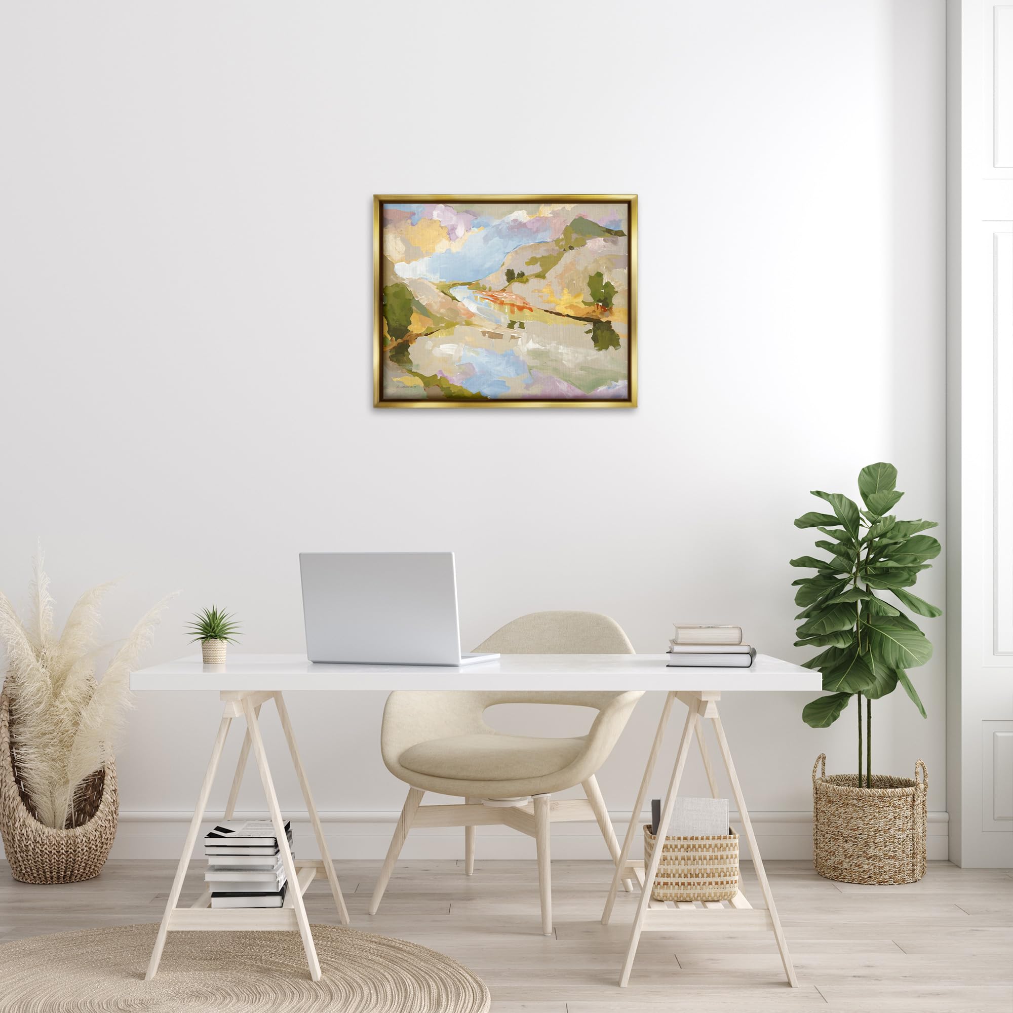 Stupell Industries Abstract Mountain Reflection Painting Floating Framed Wall Art, Design by Trevor Copenhaver