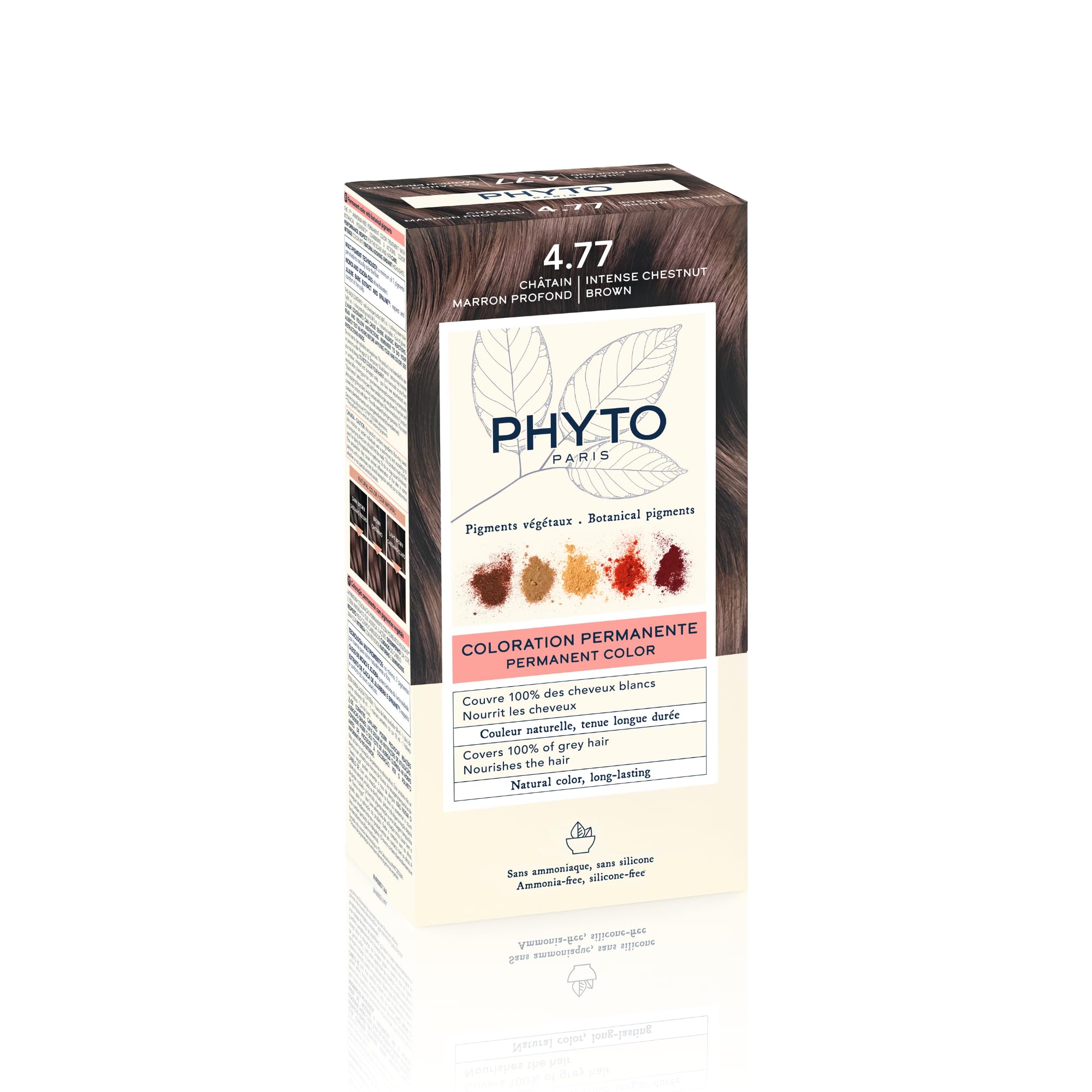 PHYTO Phytocolor Permanent Hair Color with Botanical Pigments, 100% Grey Hair Coverage, Ammonia-free, PPD-free, Resorcin-free, 0.42 oz
