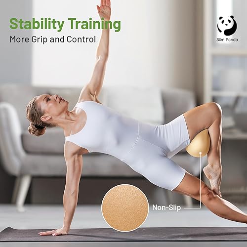 Miniatura 6 de Slim Panda Pelota de pilates, pelota de ejercicio pequeña de 9 pulgadas, mini pelota de yoga antiestallido para estabilidad, entrenamiento, barra,