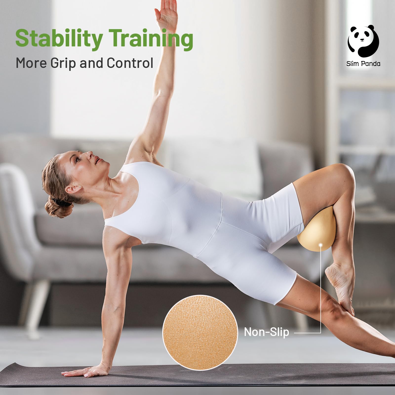 Slim Panda Palla Pilates Piccola,23-25cm Anti Scoppio Antiscivolo Palla Ginnastica con Cannuccia Gonfiabile,Soft PVC Palla daYoga per Fitness