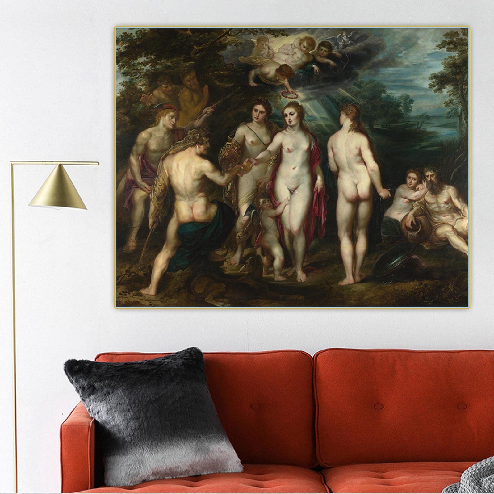 Znani artyści Peter Paul Rubens obraz na płótnie plakat artystyczny i druki-reprodukcje druk na płótnie - obrazy ścienne na płótnie do dekoracji salonu / (wyrok Paryża) 80 x 96 cm (81,3 x 96,5 cm)