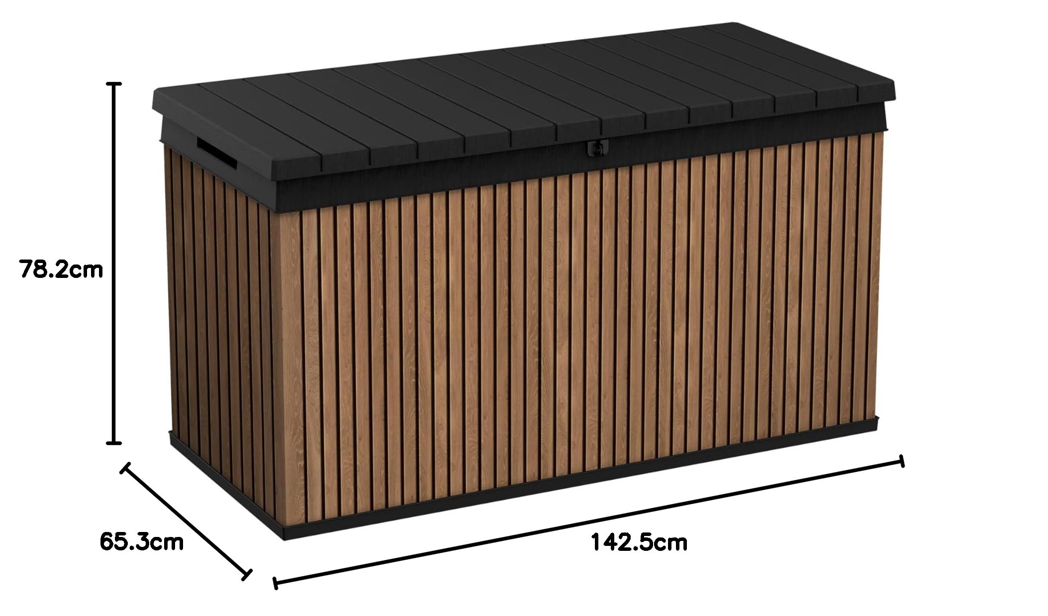Keter Auflagenbox/Kissenbox 570 Liter l 100% Wasserdicht l mit Belüftung dadurch kein übler Geruch/Schimmel l Moderne Holzdielenoptik l Deckel belastbar bis 300 KG (2 Personen)