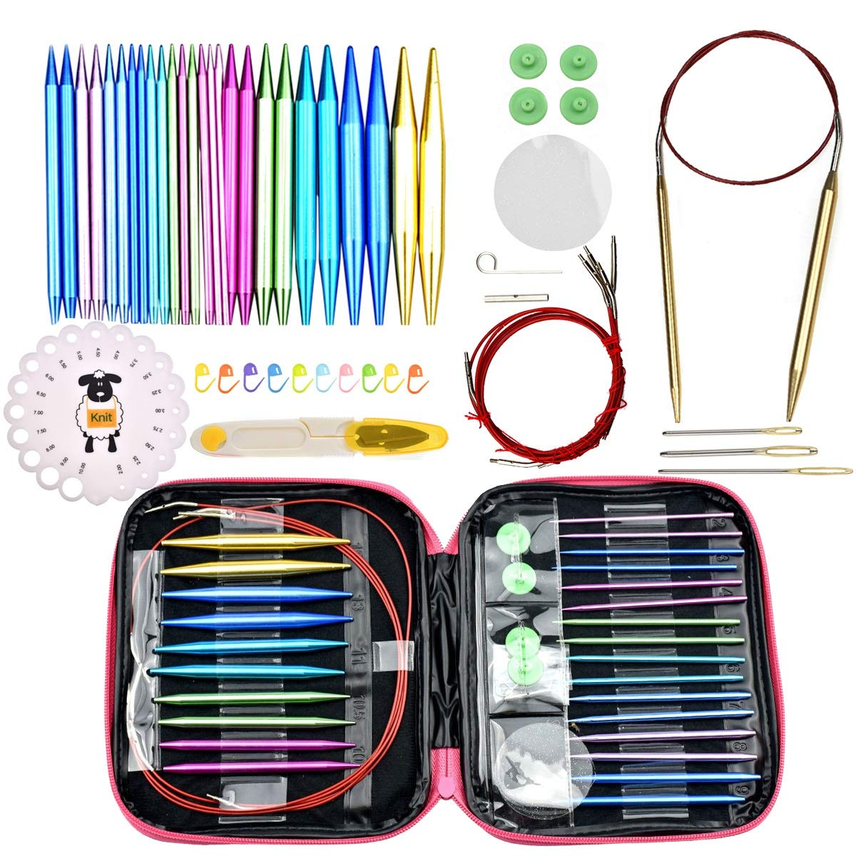 Kit De Ganchillos De aluminio intercambiables agujas de tejer circular Conjunto de ganchillo aguja de coser Kit de accesorios de ganchillo gancho con el caso for hacer punto Juego De Ganchillos