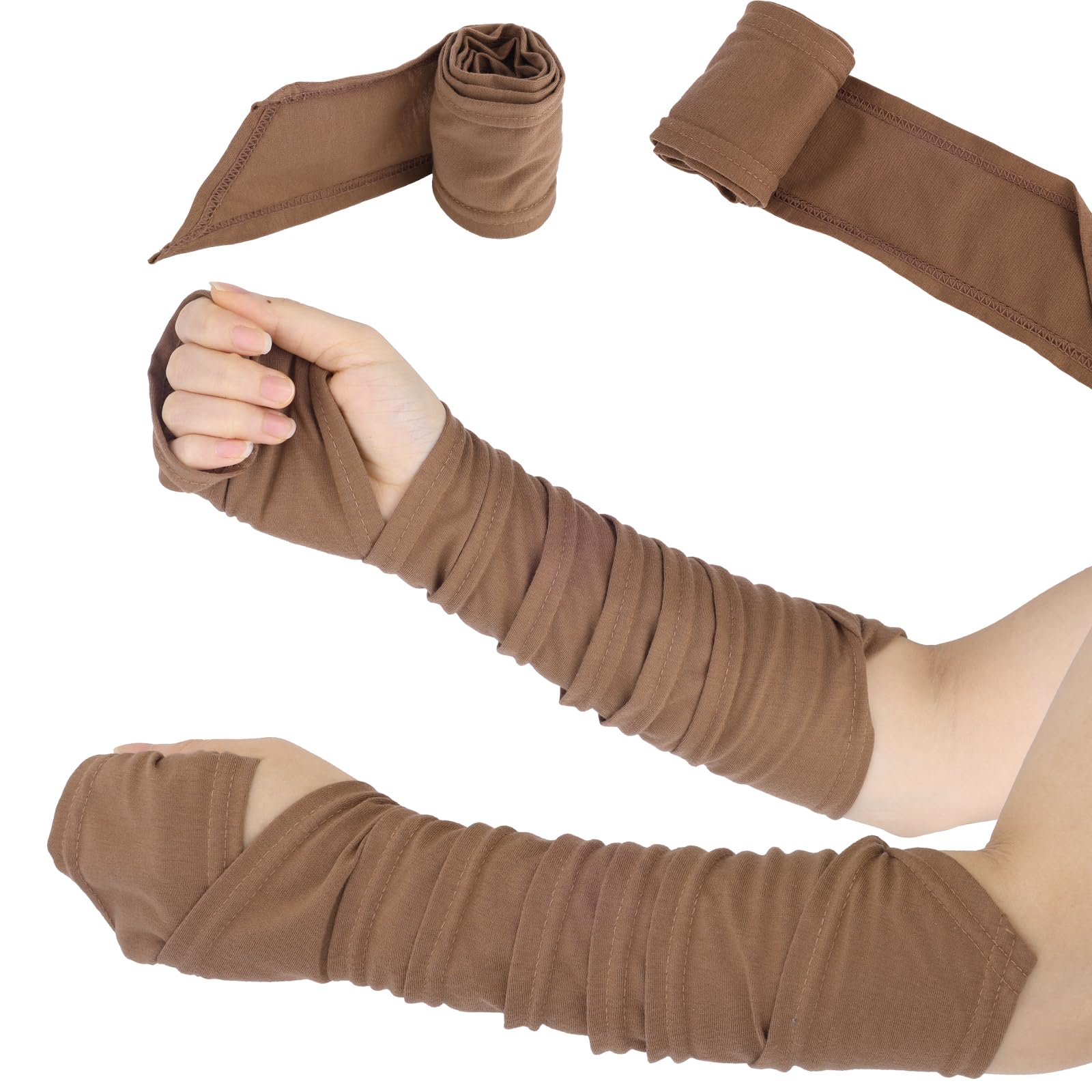 Mikovivi Medieval Hand Wraps Renaissance Arm Bracers (Brown)