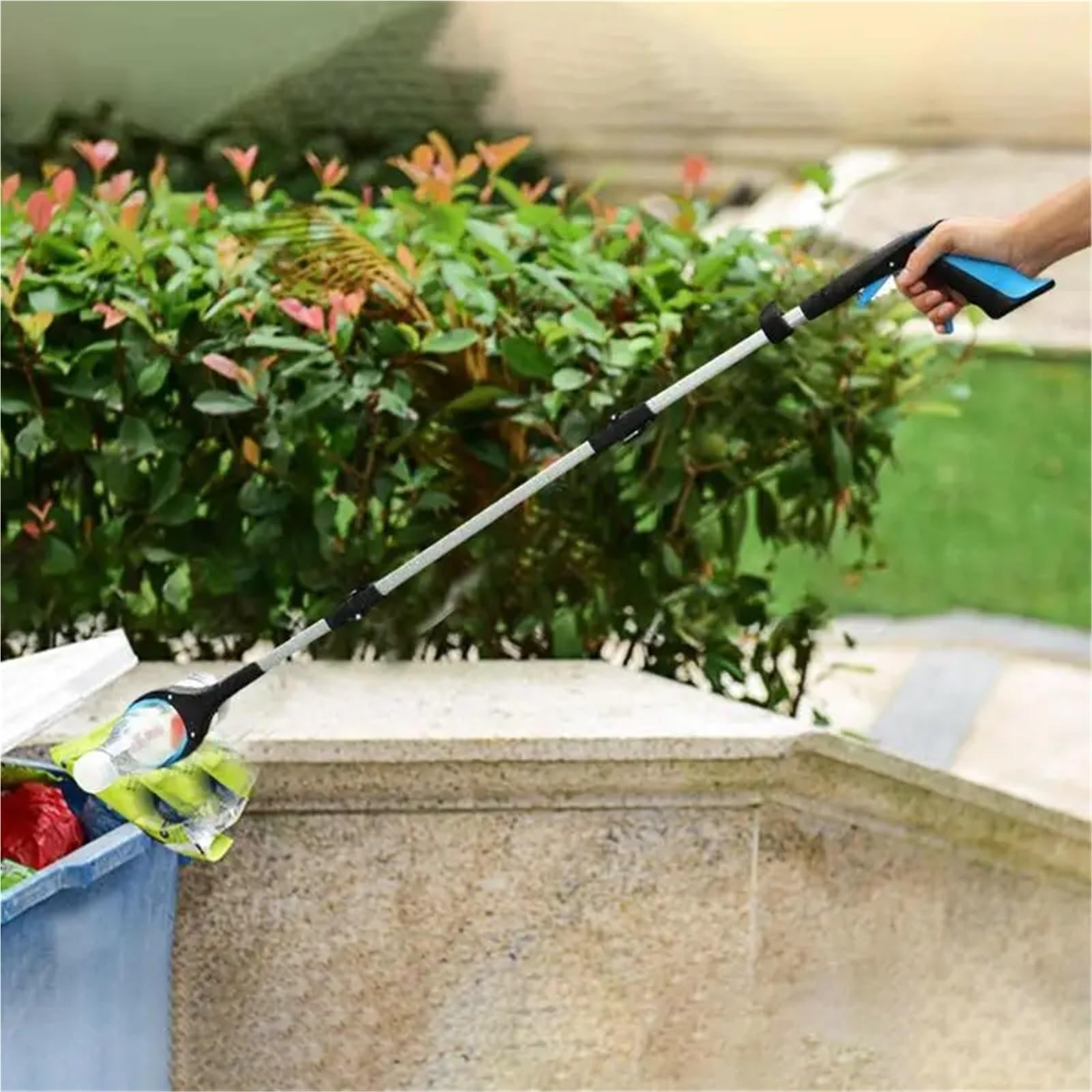 Reacher Grabber Tool, faltbare Pickup-Greifer for ältere Menschen, leichte, extra lange, handliche Müllklauen-Greifer, Pick-Up-Tools Für Zum Müllsammeln(Blue)