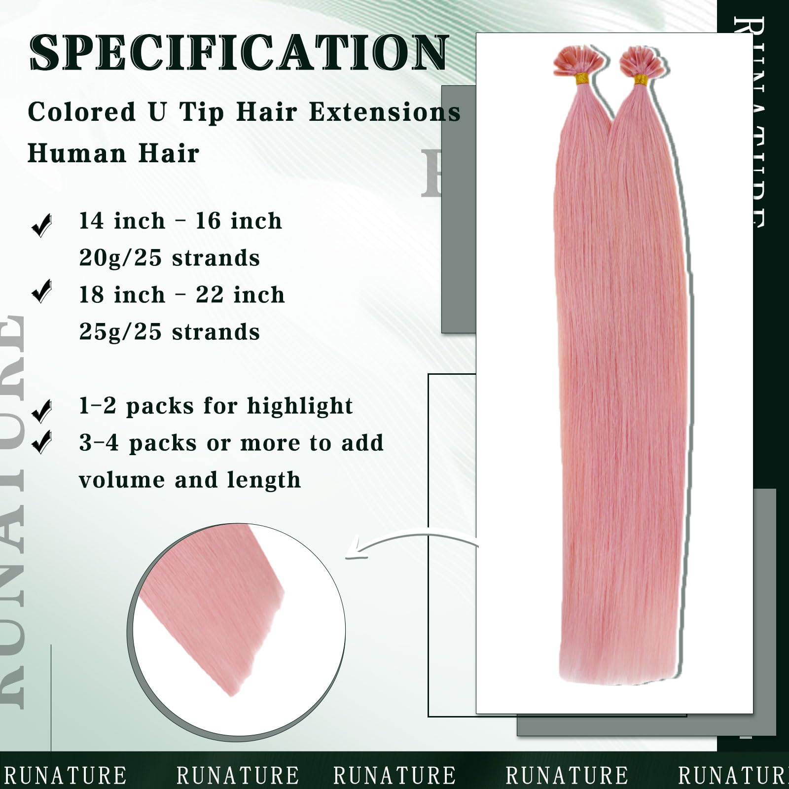 RUNATURE Micro Beads Hair Extensions Real Hair Purple Remy Micro Ring Hair Extensions Invisible Remy Straight Micro Hair 14 Inch 25g/25strands #Purple — view 172