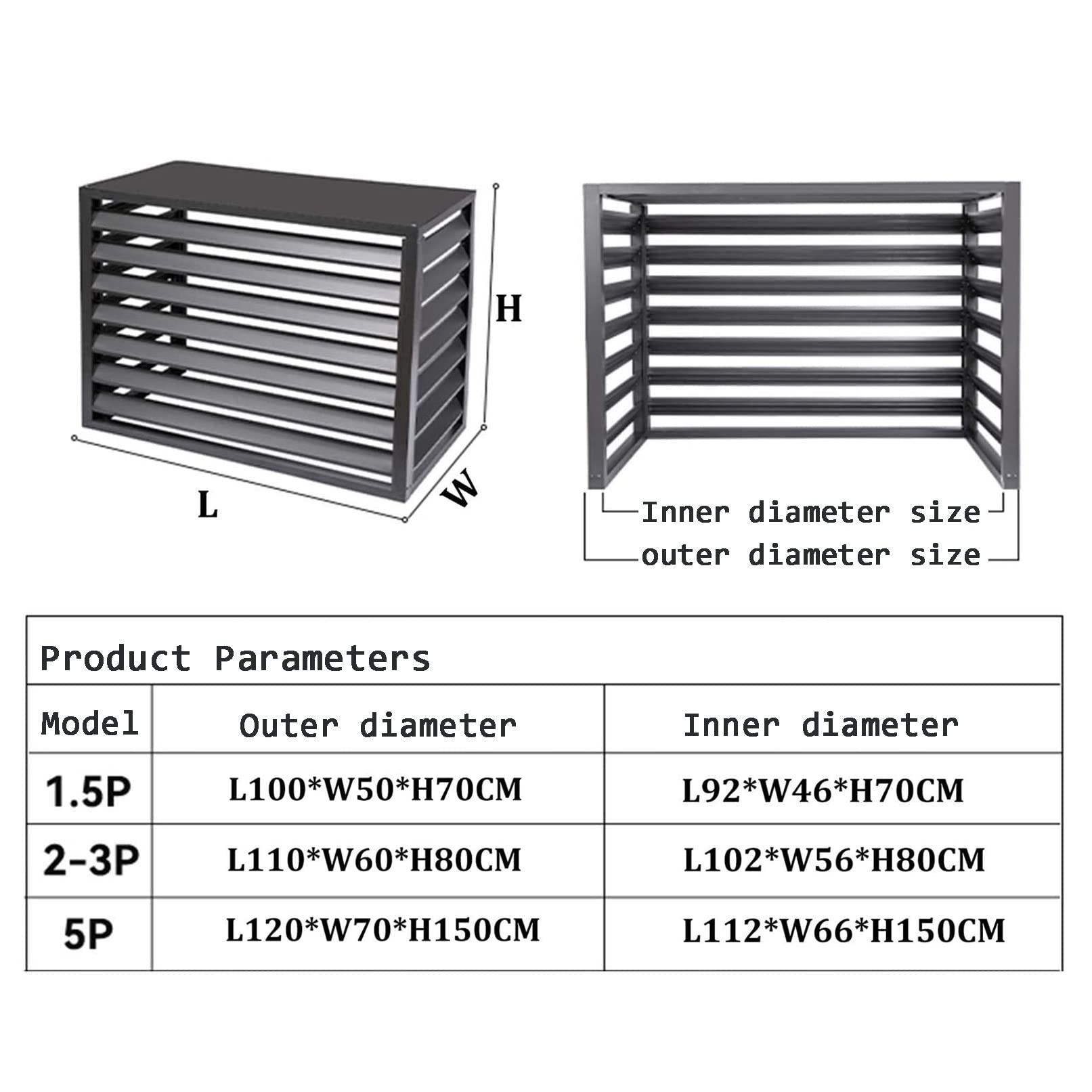 Valla para Aire Acondicionado Exterior, Cubierta de Aluminio Resistente para Aire Acondicionado, persianas Resistentes a la Intemperie, Cubiertas para Aire Acondicionado Central, Soporte par