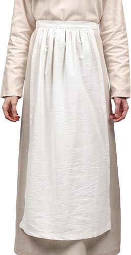 FURPHI Delantal medieval pionero medio delantal renacentista de lino para mujer