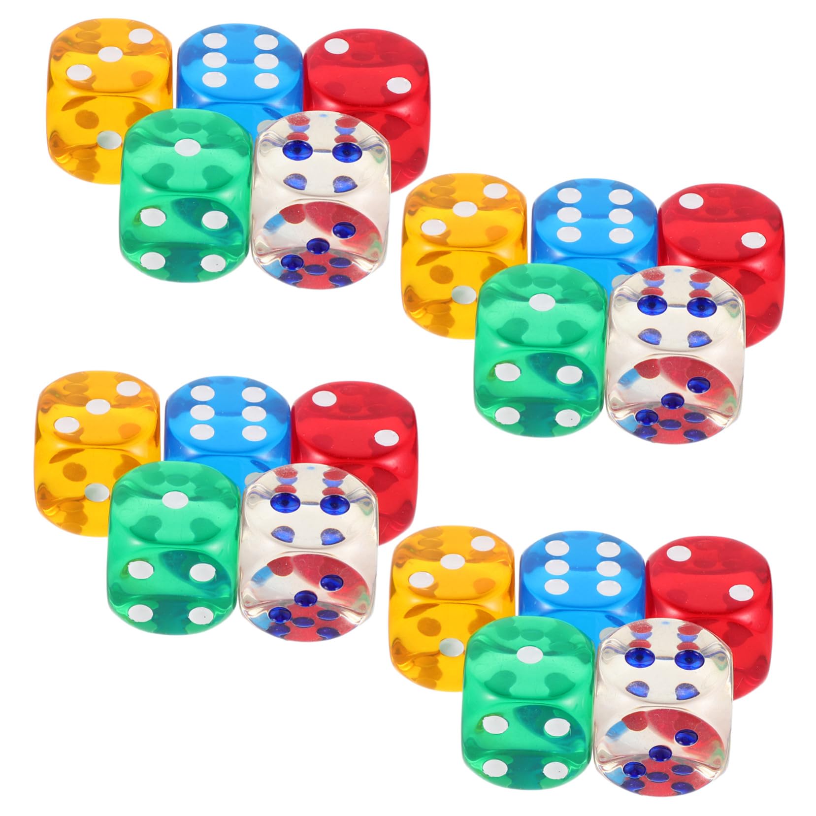 BESPORTBLE 20piezas Dados de Cristal Arcoíris de Borde Redondeado Dados de Colores Translúcidos de Caras para Mesa Decoraciones para Fiestas de Halloween y Herramientas de Aprendizaje