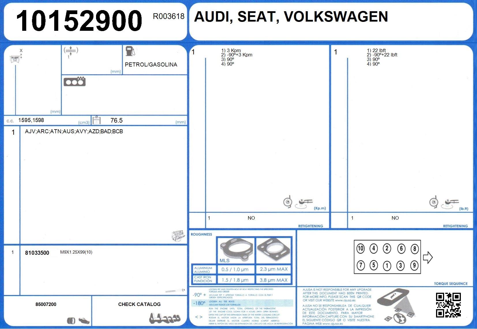 Ajusa 50245600 Juego Completo de Juntas para el Motor