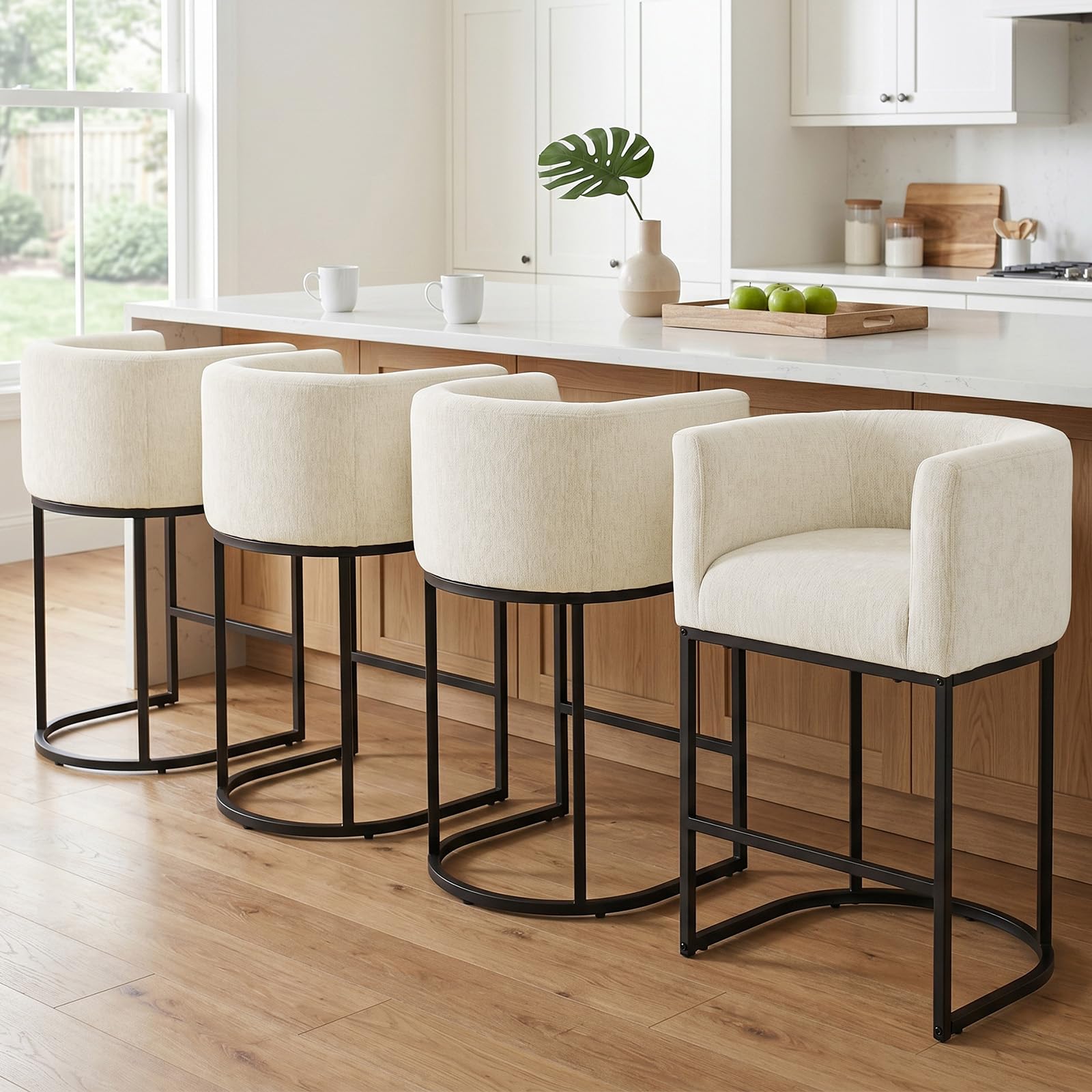 DUMOS Barrel Bar Stools Set of 4