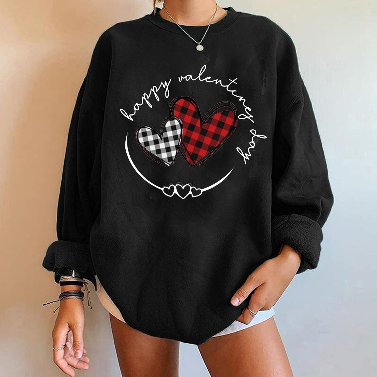 JJHAEVDY Women's Valentine's Dayl Print Sweatshirt Casual Long Sleeve Round Neck Loose Blouses Pullover : Sports & Outdoors