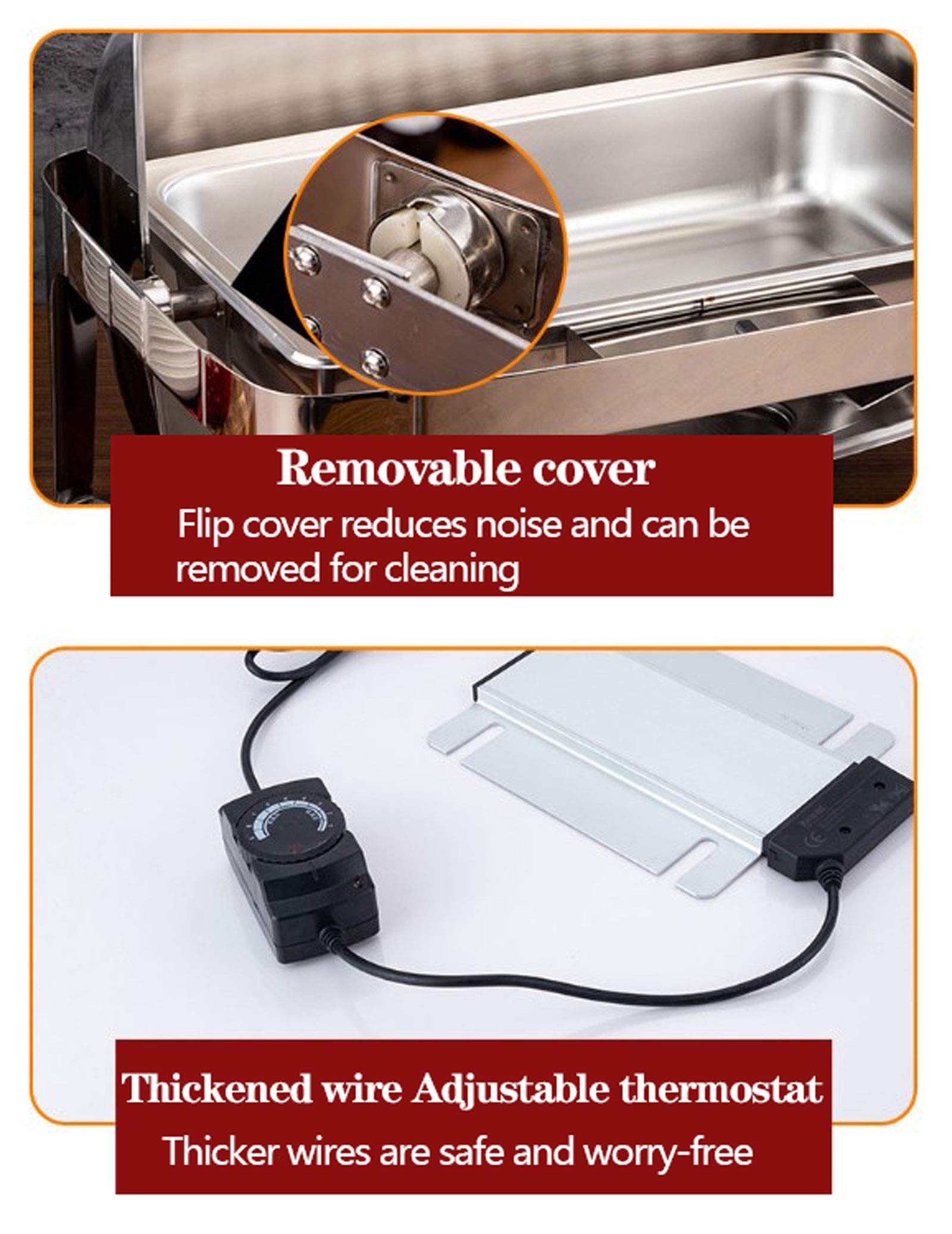 Calentador de Comida Electrico, Catering Chafing Dish Calentador para Buffet, 6L Calienta Platos Bandeja de Calentamiento para Bodas o Fiestas Buffet