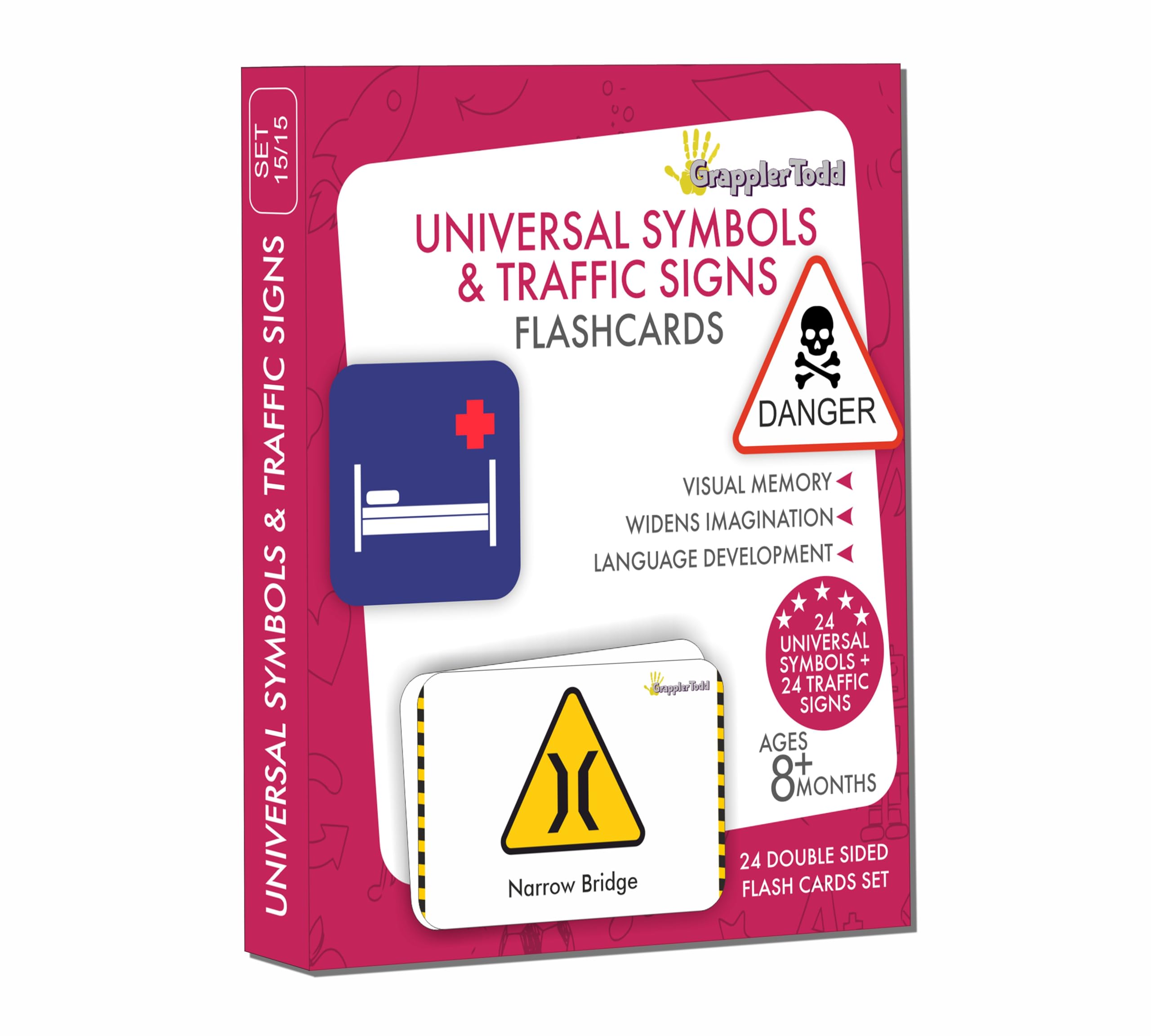 GrapplerTodd Universal Symbols & Traffic Signs Activity, Flashcards for Kids, Preschoolers & Toddlers, Montessori Educational Toys, 6 Months to 6 Years Kids