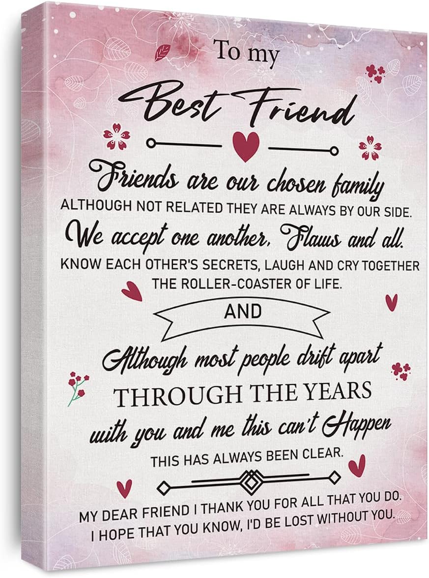 Friendship Quote Canvas Wall Art to My Best Friend Prints