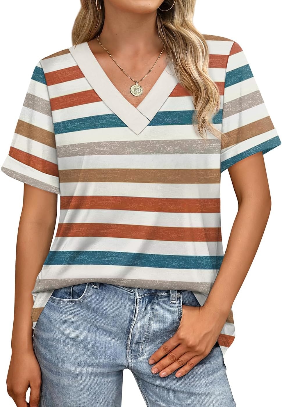 WIHOLL Womens Summer Tops Short Sleeve Basic Casual V Neck T Shirts Trendy Fashion 2026 image 5