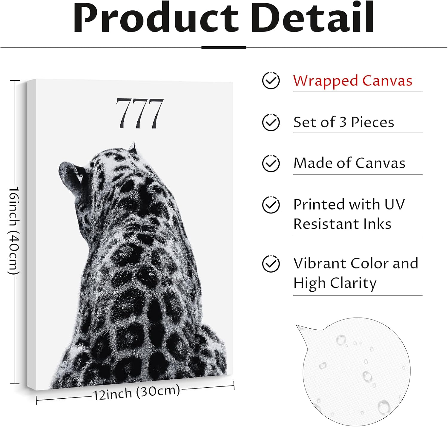 Trendy Leopard Wall Art Black White Cheetah Wall Decor Fashion Aesthetic Canvas Posters Preppy Stockholm Prints Stylish Cheetah Pictures Y2k Painting for Bedroom 12x16 Inch Framed Set of 3