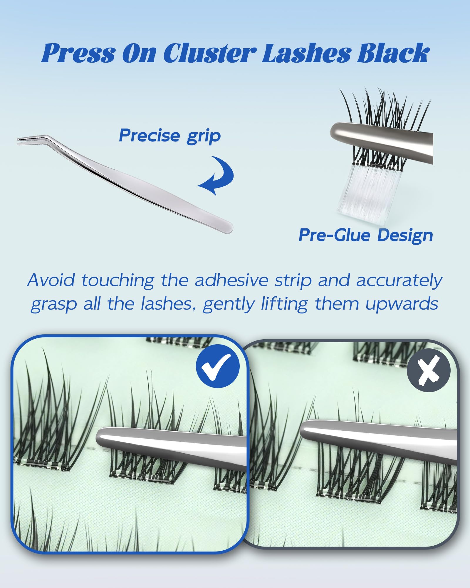 Obeyalash Ciglia Autoadesive Senza Colla Extension Press e go kit Senza Colla Ciglia Finte Ciuffetti Naturali Pre Glue Cluster Lashes con Pinzette Adatto ai Principianti (Kit-Naturali)