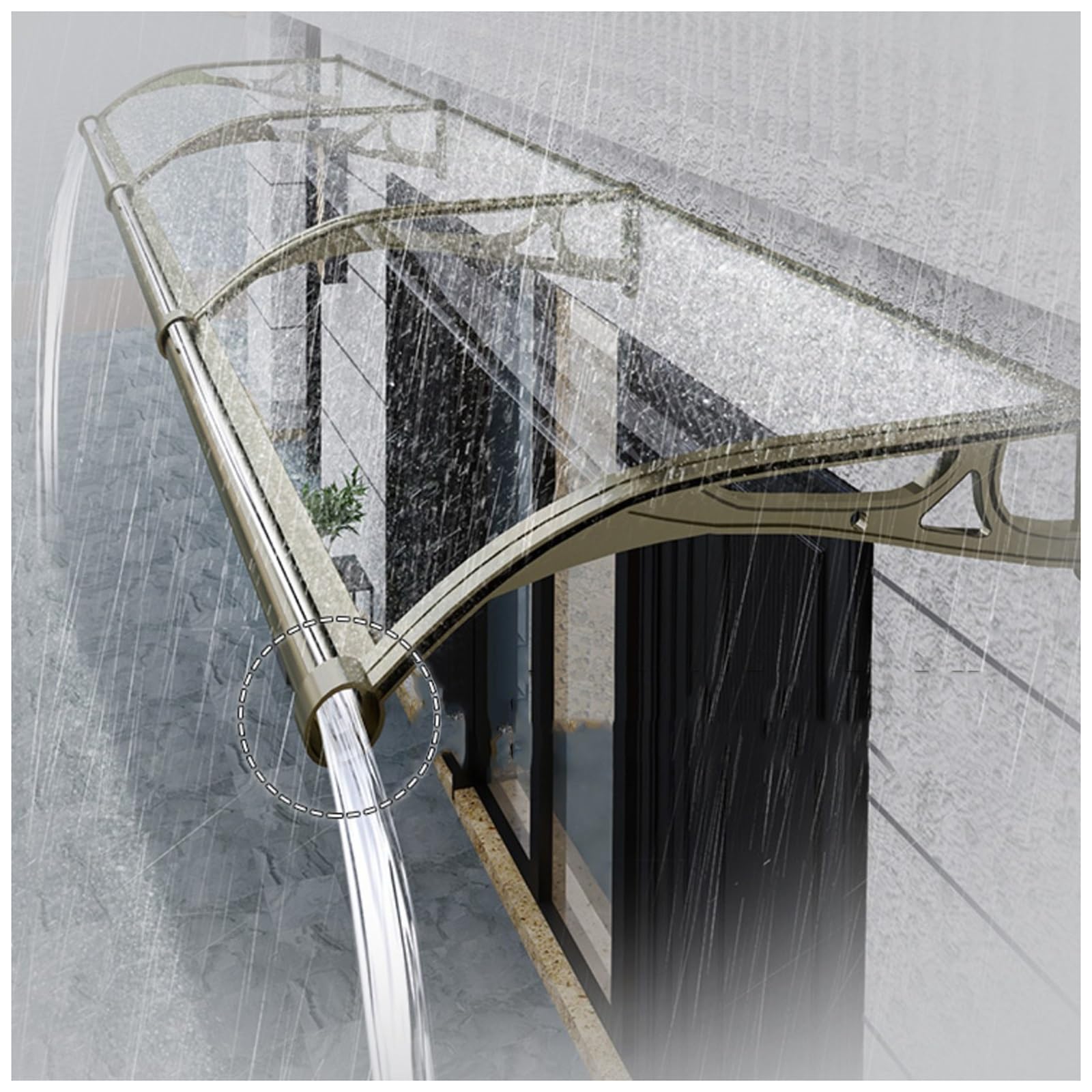 GJMSSMY Aluminum Patio Canopies, Waterproof Outdoor Awning for Garden Doors, Silent Roof Canopies with Support, Durable Home Patio Covers, Weatherproof Canopy Shelters