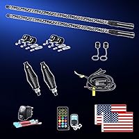 Vista 8 de Whip Lights Uemicip 2PCS - 2 luces LED RGB en espiral de 4 pies para UTV, con base de resorte App y control remoto inalámbrico RF, látigos de antena