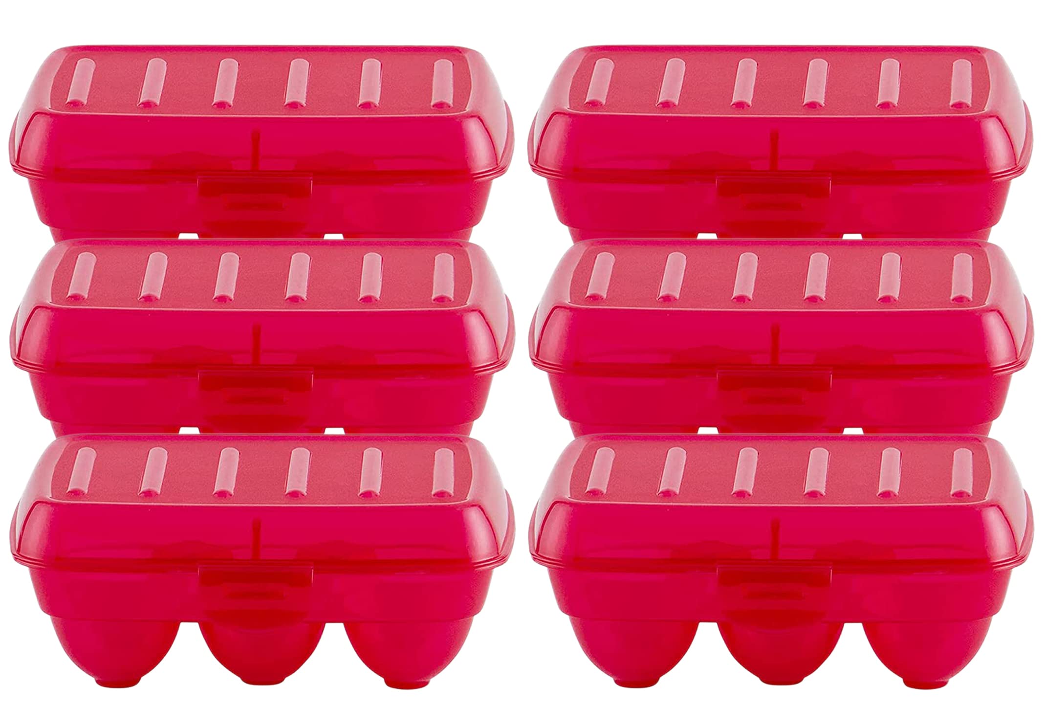 Kuber Industries Plastic 6 Slot Egg Container,Tray, Holder for Refrigerator & Kitchen- Pack of 6 (Pink)-46KKM0160