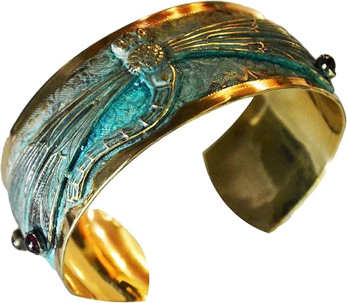 Miniatura 3 de Elaine Coyne Verdigris Patina - Brazalete decorativo de libélula - Amatista y granate