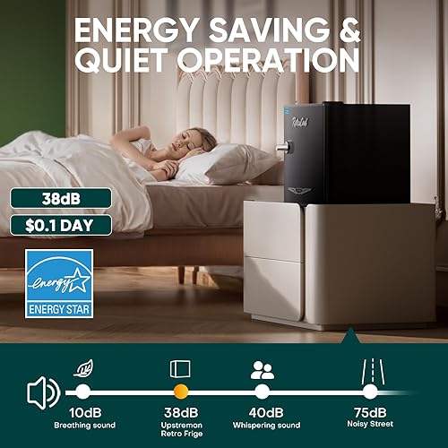 Miniatura 4 de Upstreman Mini refrigerador retro de 1.7 pies cúbicos, bajo ruido, ahorro de energía, termostato ajustable, una sola puerta, abrebotellas lateral,