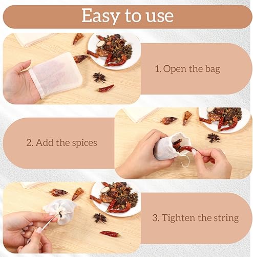 Miniatura 3 de 10 bolsas de filtro de té, bolsa de especias, bolsa de gasa reutilizable, bolsas de muselina con cordón para café frío colar sopa