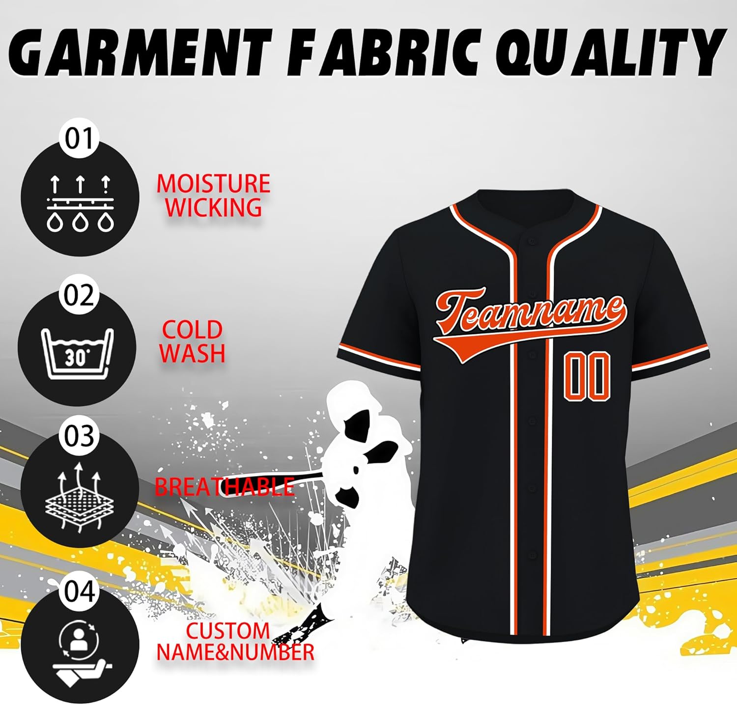 Custom Baseball Jersey Personalized Embroidery/Printing Baseball Jersey with Name Team Name Number Logo Sports Uniform - Image 3