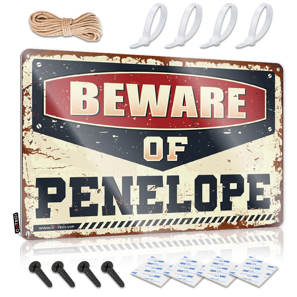 Vintage Tin Signs Funny Beware Of Penelope Tin Sign Funny Door Signs Tin Bar Signs(30X40CM)