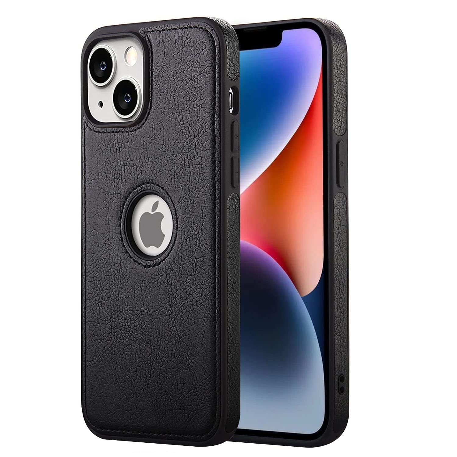 JBE I Phone 14 Slim Premium PU Leather Classic Luxury Silicon Case Compatible Device for I Phone 14 (Black)