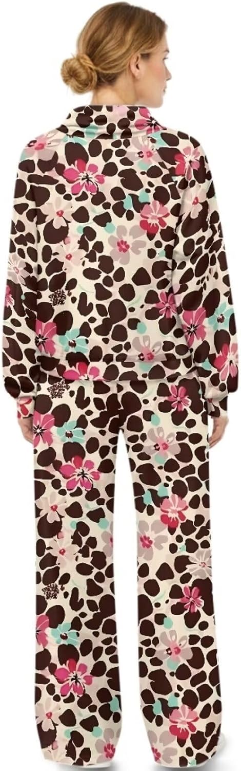 Women's 2 Piece Tracksuit - Warmth Oversized Drop Shoulder Hoodie and Wide Leg Sweatpants, Washable Trendy Suits