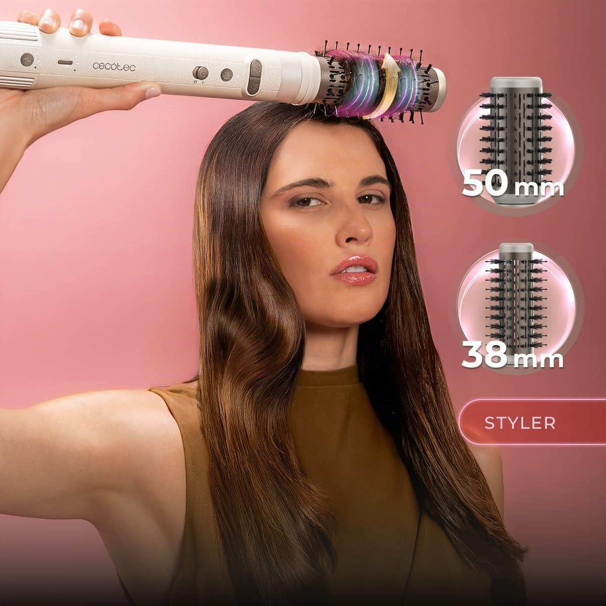 Cecotec Styler - Capelli modellanti multifunzionali, 8 teste CeramicCare 8in1, AirGlisse Gyro. 1500 W, Liscio, Modo e Fibbia, Motore Brushless, Funzione Rotante e Rivestimento Ceramica e Cheratina