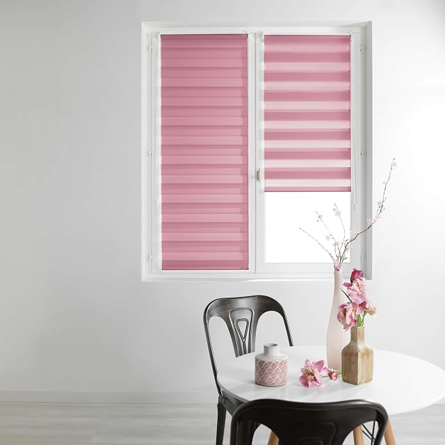 Douceur d'Intérieur Daynight Day and Night Roller Blind 60 x 180 cm Polyester Pink