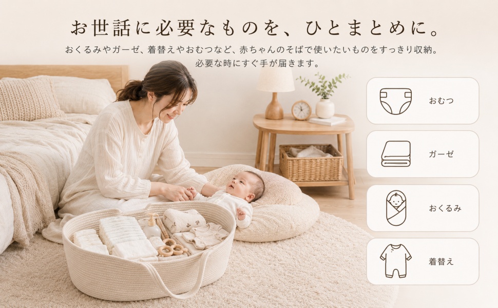Amazon | 乳児用バスケット ベビーかご 綿100 ゆりかご メイズ