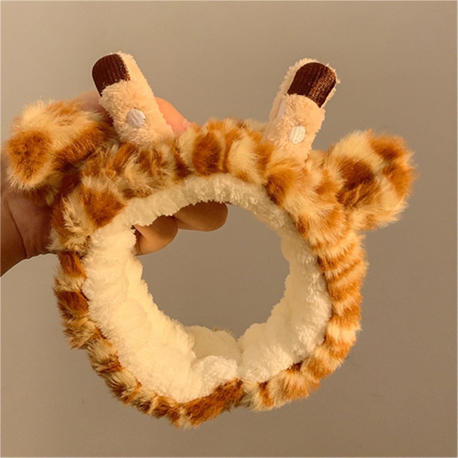 Fascia Capelli Donna Trucco 1Set Cartoon Giraffe Cute Peluche Bagno Fascia Lavaggio Viso Cerchio for capelli Fasce for Polsino for il bagno Rimozione morbida Cura della pelle for le donne