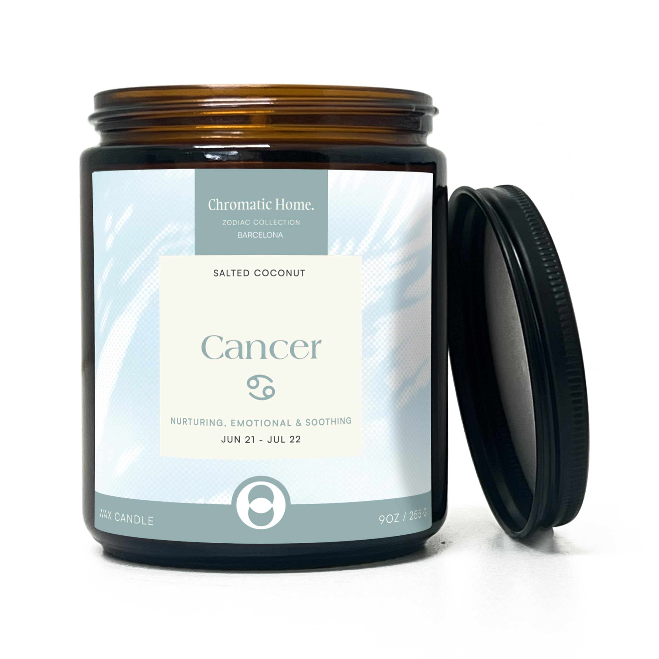 Chromatic Home Women's Light Blue Astrology Gifts For 9Oz Zodiac Candles With 50Hs Burning, Gifts For June And July Birthday