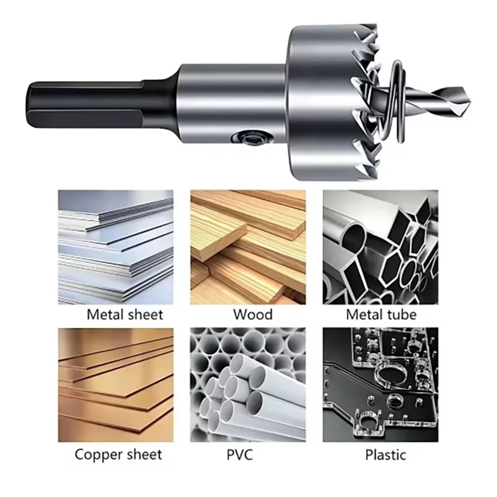 Herramienta de perforación de alta velocidad, kit, manual de 12-5100 mm, adecuada for brocas de aleación de metal de madera y acero inoxidable(53mm,1 piece)