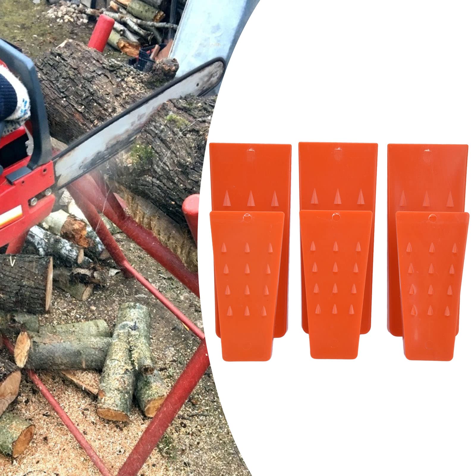 Lot De 6 Cales D'abattage D'arbres, Cales De Tronçonneuse en Plastique Rouge pour Augmenter la Friction, équipement De Coupe D'arbres pour Bûcherons, Travail du Bois, Jardinage