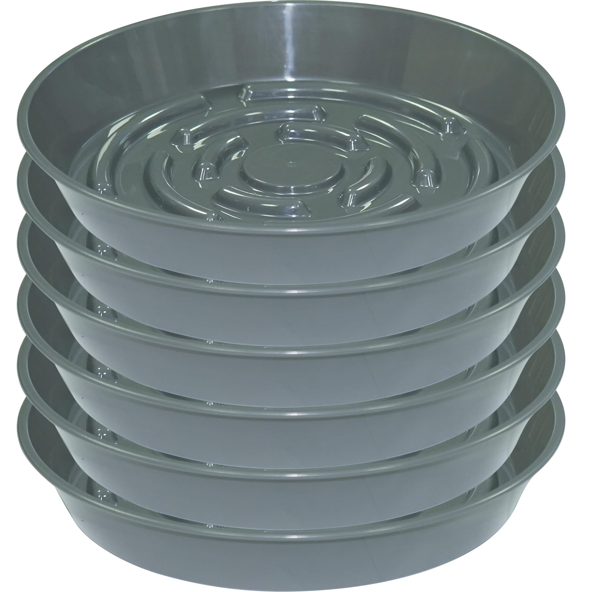 MSKIAUO 6 Packs Plant Saucer Pot Tray, 10 inch Grey Flower Planter Saucers and Drip Trays