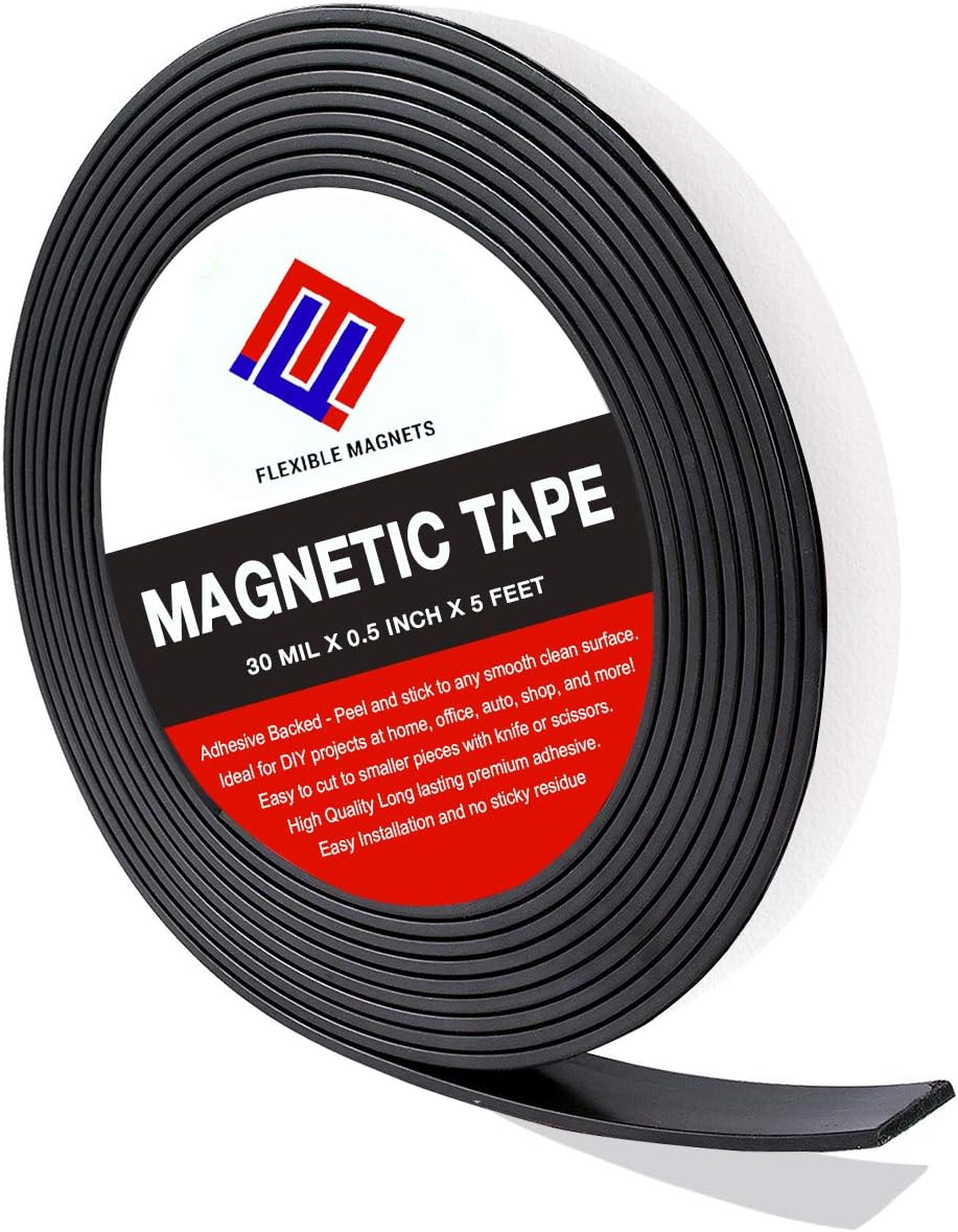 3 Rolls Flexble Magnet Craft Adhesive Magnetic Strip, 1/2-Inch x 25-Feet