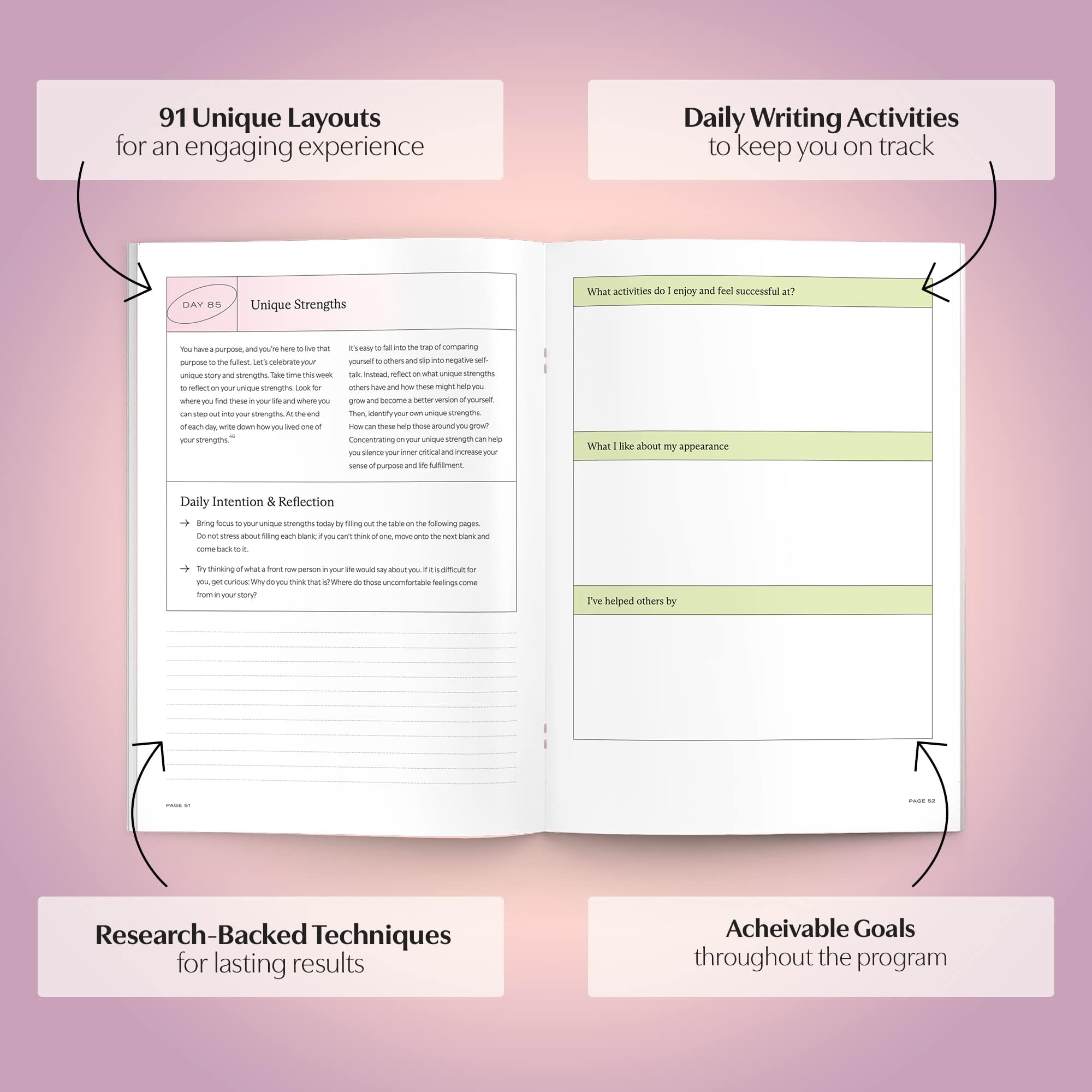 The Self-Talk Journals - Recomendado por terapeutas y respaldado por la ciencia, acaba con el diálogo interno negativo, las inseguridades, el auto-sabotaje y la gente agradable, aumenta la confianza